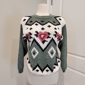 Hand knitted  Pull-Over Heart Sweater